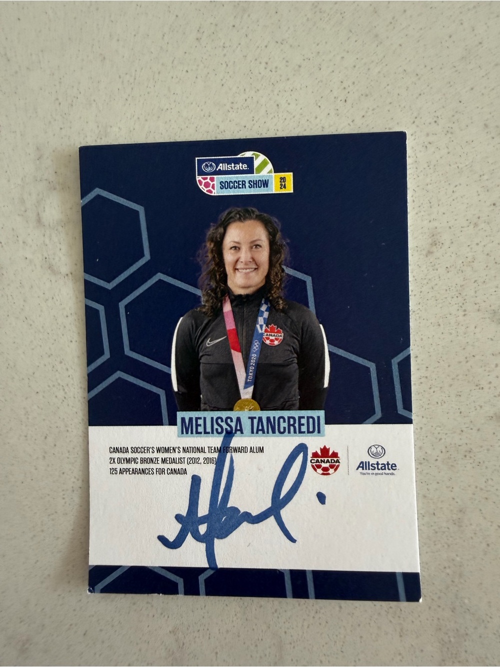 Melissa Tancredi Signed Allstate Soccer Show 2024 Card